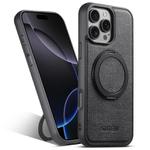 For iPhone 16 Pro Suteni G3 360 Rotation Holder MagSafe Denim Leather Back Phone Case(Black)