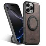 For iPhone 16 Pro Suteni G3 360 Rotation Holder MagSafe Denim Leather Back Phone Case(Brown)