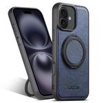 For iPhone 16 Suteni G3 360 Rotation Holder MagSafe Denim Leather Back Phone Case(Blue)