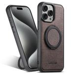 For iPhone 15 Pro Max Suteni G3 360 Rotation Holder MagSafe Denim Leather Back Phone Case(Brown)