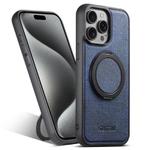 For iPhone 15 Pro Suteni G3 360 Rotation Holder MagSafe Denim Leather Back Phone Case(Blue)