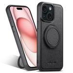 For iPhone 15 Plus Suteni G3 360 Rotation Holder MagSafe Denim Leather Back Phone Case(Black)