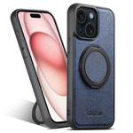 For iPhone 15 Suteni G3 360 Rotation Holder MagSafe Denim Leather Back Phone Case(Blue)