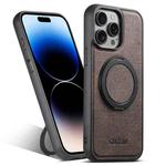 For iPhone 14 Pro Suteni G3 360 Rotation Holder MagSafe Denim Leather Back Phone Case(Brown)