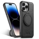 For iPhone 14 Pro Max Suteni G3 360 Rotation Holder MagSafe Denim Leather Back Phone Case(Black)