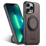 For iPhone 13 Pro Max Suteni G3 360 Rotation Holder MagSafe Denim Leather Back Phone Case(Brown)