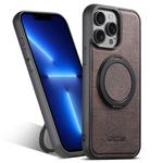 For iPhone 13 Pro Suteni G3 360 Rotation Holder MagSafe Denim Leather Back Phone Case(Brown)