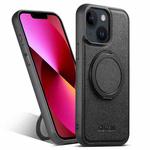For iPhone 13 Suteni G3 360 Rotation Holder MagSafe Denim Leather Back Phone Case(Black)