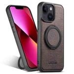 For iPhone 13 Suteni G3 360 Rotation Holder MagSafe Denim Leather Back Phone Case(Brown)