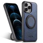 For iPhone 12 Pro Max Suteni G3 360 Rotation Holder MagSafe Denim Leather Back Phone Case(Blue)