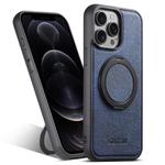For iPhone 12 Pro Suteni G3 360 Rotation Holder MagSafe Denim Leather Back Phone Case(Blue)