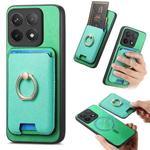 For Redmi K70 / K70 Pro 5G Retro Cross Leather Ring Vertical Insert Card Bag MagSafe Phone Case(Green)