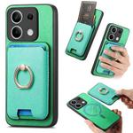 For Redmi Note 13 5G Retro Cross Leather Ring Vertical Insert Card Bag MagSafe Phone Case(Green)