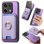 For Redmi Note 13 Pro 5G / Poco X6 5G Retro Cross Leather Ring Vertical Insert Card Bag MagSafe Phone Case(Purple)