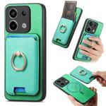 For Redmi Note 13 Pro 5G / Poco X6 5G Retro Cross Leather Ring Vertical Insert Card Bag MagSafe Phone Case(Green)