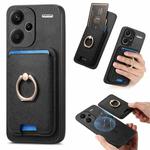 For Redmi Note 13 Pro+ 5G Retro Cross Leather Ring Vertical Insert Card Bag MagSafe Phone Case(Black)