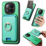 For Xiaomi 14 Pro 5G Retro Cross Leather Ring Vertical Insert Card Bag MagSafe Phone Case(Green)