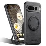 For Google Pixel 7 Pro Suteni G3 360 Rotation Holder MagSafe Denim Leather Back Phone Case(Black)
