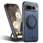 For Google Pixel 7 Pro Suteni G3 360 Rotation Holder MagSafe Denim Leather Back Phone Case(Blue)