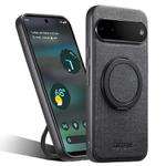 For Google Pixel 6a Suteni G3 360 Rotation Holder MagSafe Denim Leather Back Phone Case(Black)