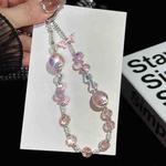 Heidi Beads Bow Pendant Mobile Phone String(Pink)