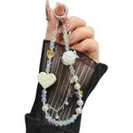 Rose Flower Ball Heart Square Phone Chain(White)