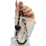 Rose Flower Ball Heart Square Phone Chain(Black)