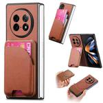 For OPPO Find N5 Twill Fabric Leather Skin Card Bag Magnetic Back Phone Case(Brown)