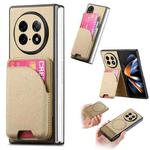 For OPPO Find N5 Twill Fabric Leather Skin Card Bag Magnetic Back Phone Case(Khaki)