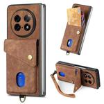 For OPPO Find N5 Retro Card Wallet Fold Leather Phone Case with Strap(Brown)