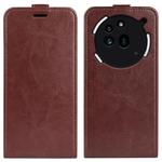 For Nothing Phone 3a Pro R64 Texture Single Vertical Flip Leather Phone Case(Brown)