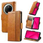For Huawei Mate 70 CaseNeo Splicing Dual Magnetic Buckle Leather Phone Case(Khaki)