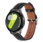 20mm Litchi Texture Square Buckle Genuine Leather Watch Band(Black)