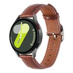 20mm Litchi Texture Square Buckle Genuine Leather Watch Band(Brown)