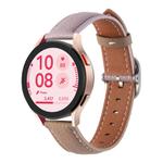 20mm Litchi Texture Square Buckle Genuine Leather Watch Band(Purple+Brown)