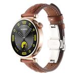 18mm Diamond Pattern Butterfly Buckle Genuine Leather Watch Band(Brown)
