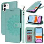 For iPhone 11 Double Fold Printed Embossing Leather Phone Case(Mint Green)