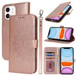 For iPhone 11 Double Fold Printed Embossing Leather Phone Case(Rose Gold)