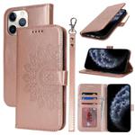 For iPhone 11 Pro Double Fold Printed Embossing Leather Phone Case(Rose Gold)