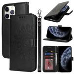For iPhone 11 Pro Max Double Fold Printed Embossing Leather Phone Case(Black)