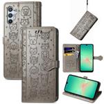 For Samsung Galaxy A26 5G Cat and Dog Embossed Leather Phone Case(Gray)