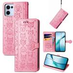 For OPPO Reno13 Pro Cat and Dog Embossed Leather Phone Case(Pink)