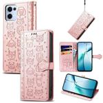 For OPPO Reno13 Pro Cat and Dog Embossed Leather Phone Case(Rose Gold)