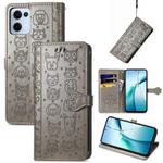 For OPPO Reno13 Pro Cat and Dog Embossed Leather Phone Case(Gray)