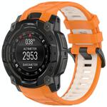 Fro Garmin Instinct 3 AMOLED / Solar 45mm Two Color Sports Silicone Watch Band(Orange+Starlight)