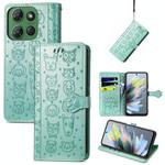 For Motorola Moto G Power 2025 Cat and Dog Embossed Leather Phone Case(Green)