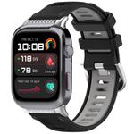 For Huawei Watch D2 Silver Metal Head Two Color Silicone Watch Band(Black+Gray)