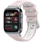 For Huawei Watch D2 Silver Metal Head Two Color Silicone Watch Band(Pink+White)