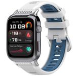 For Huawei Watch D2 Silver Metal Head Two Color Silicone Watch Band(White+Blue)