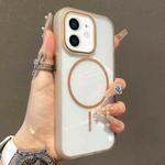For iPhone 11 Translucent Armor MagSafe N52 Thin Circle Phone Case(Transparent Gold)